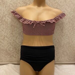 Xhilaration Pink and Black Striped Bikini